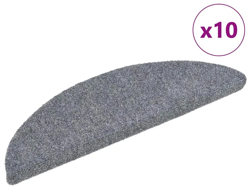 Tapetes de escada autoadesivos 10 pcs 56x17x3 cm cinzento-claro