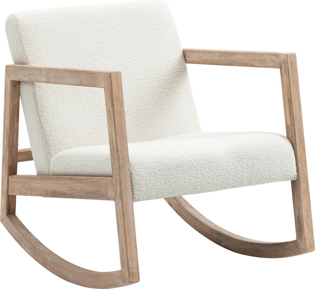 HOMCOM Cadeira de Baloiço Poltrona relax Estofada em Tecido Borreguito com Assento Acolchoado e Apoio para os Braços 60x81x71cm Creme | Aosom Portugal