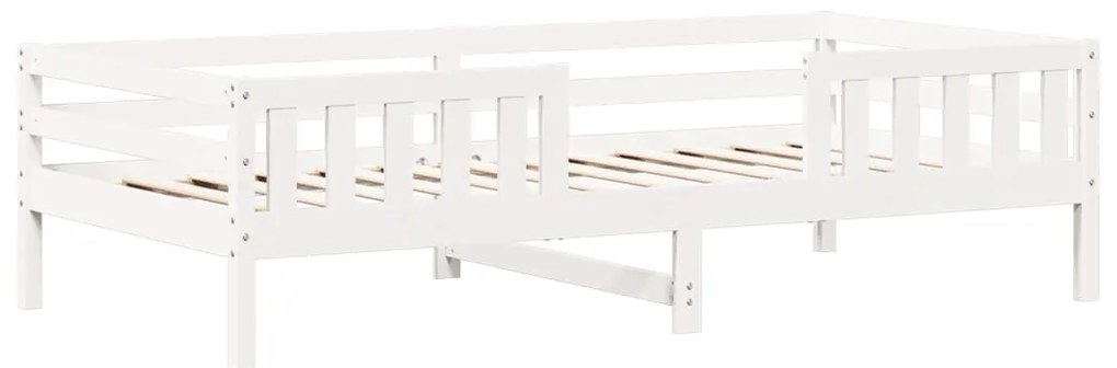 Conj. de cama e banco com telhado 90x200 cm pinho maciço branco