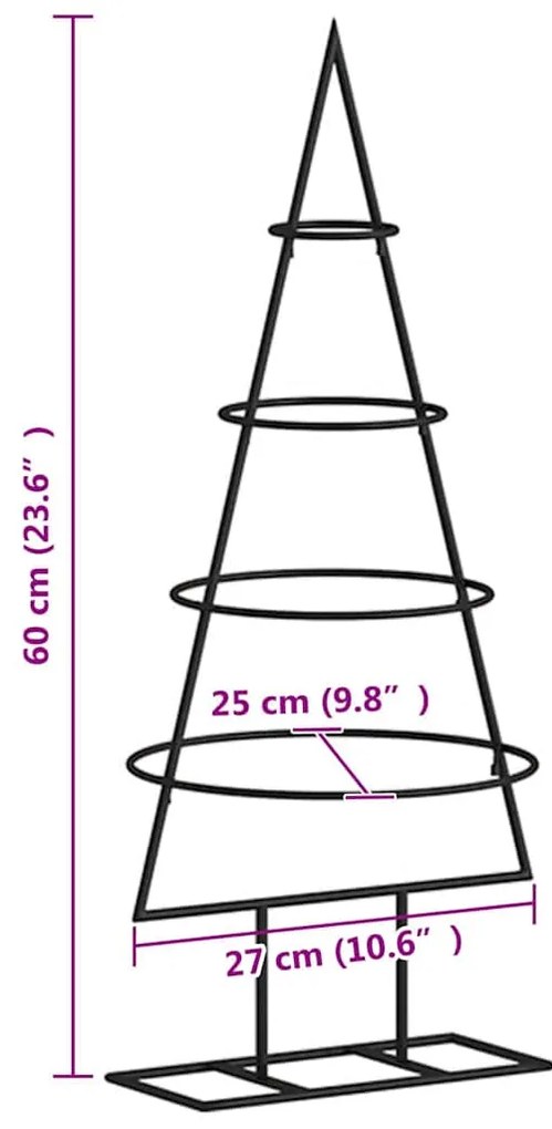 Árvore de Natal para decoração 60 cm metal preto