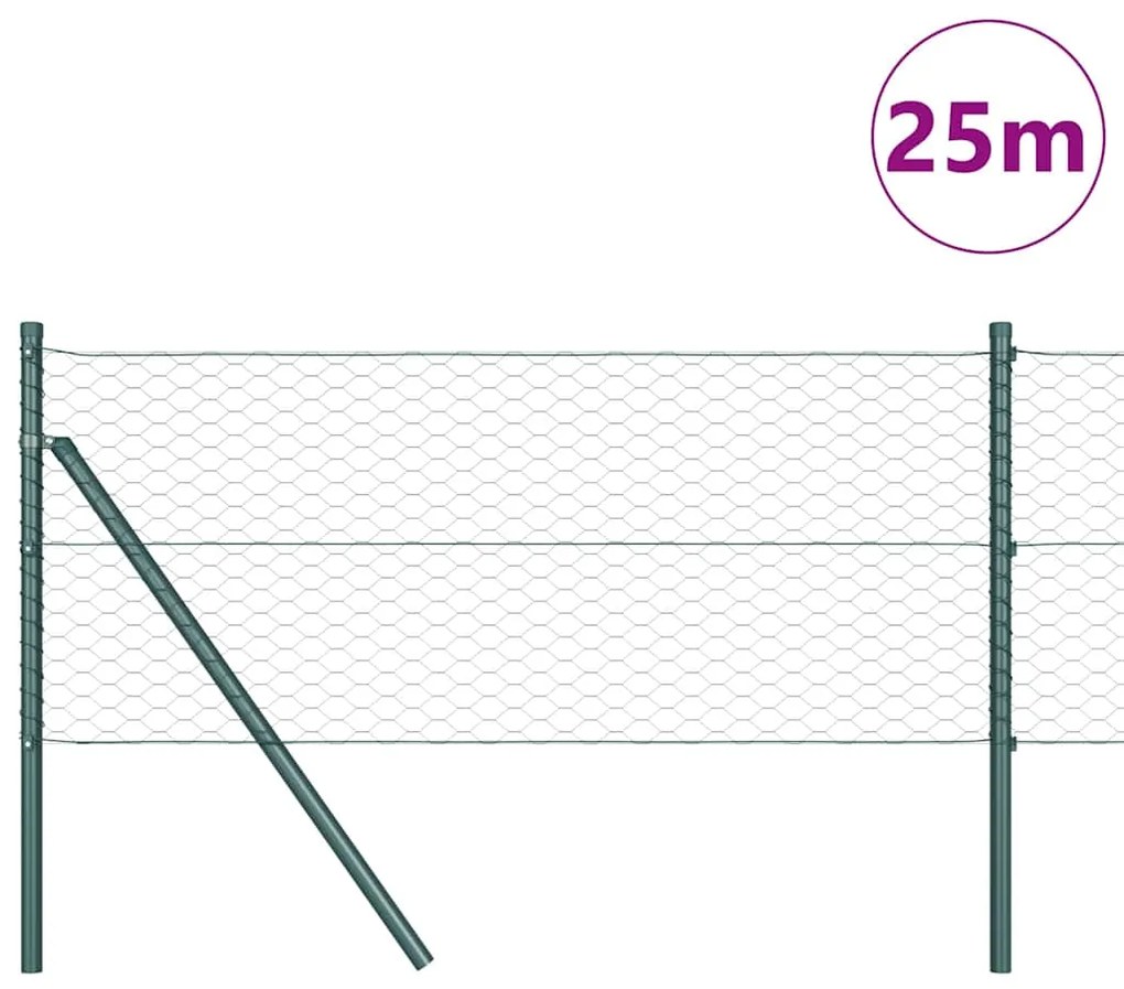 Cerca Hexagonal vidaXL Verde 0.6x25 m Aço