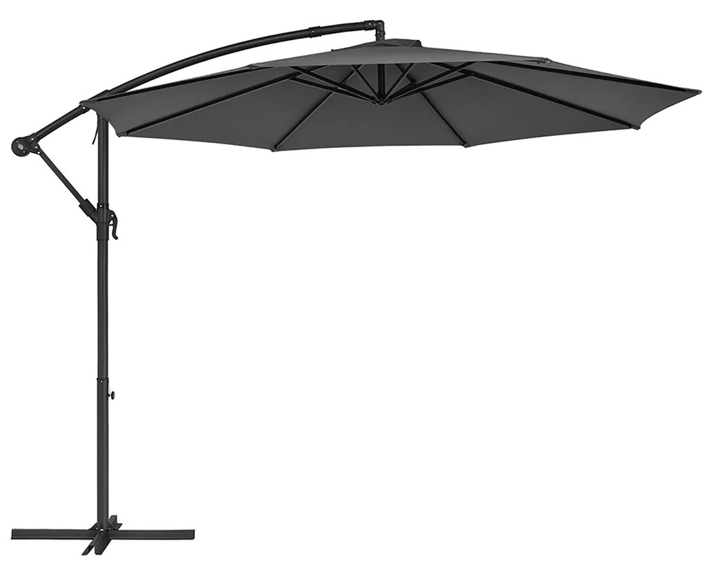 Guarda-sol jadim Ø 3 m proteção UV até UPF 50+com base quadrada (Pesos não incluidos) com manivela para abrir e fechar cinzento