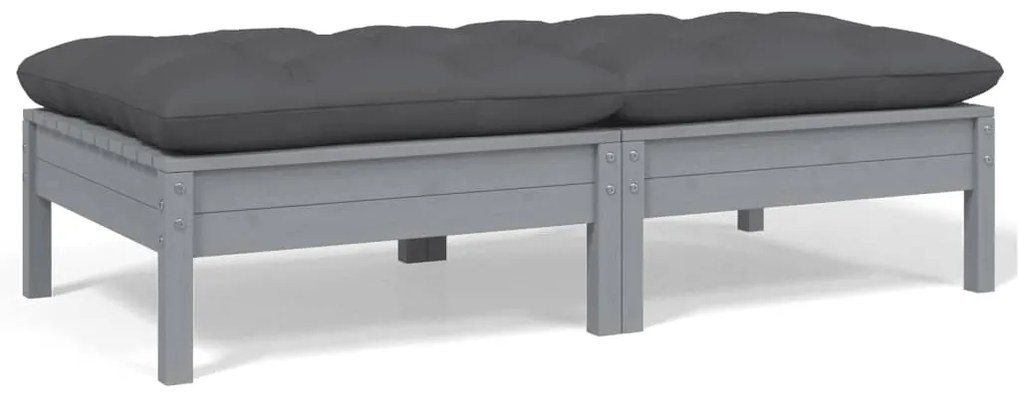 vidaXL Sofá de jardim 2 lugares com almofadões pinho maciço cinzento