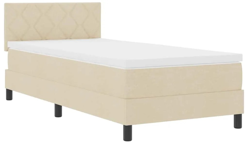 Cama Box Spring com Colchão Creme 90x200 cm Tecido