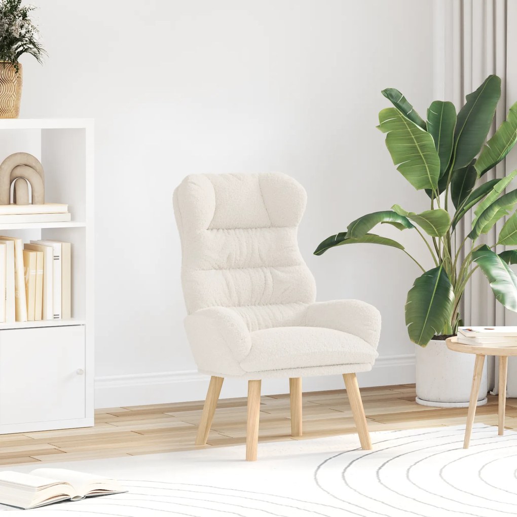 Poltrona Relaxante vidaXL Creme em Tecido Parecido com Lã