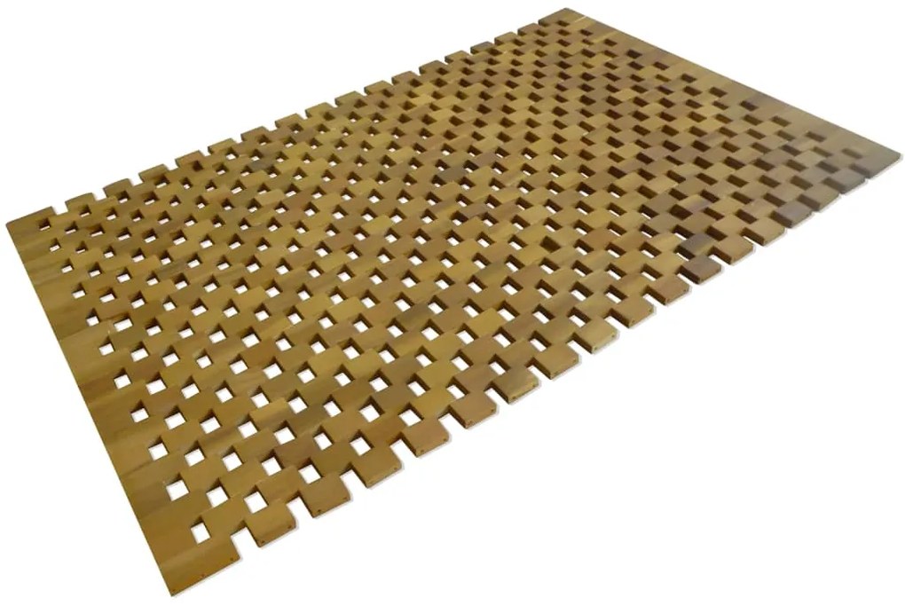 vidaXL Tapete de casa de banho em madeira de acácia 80x50 cm mosaico