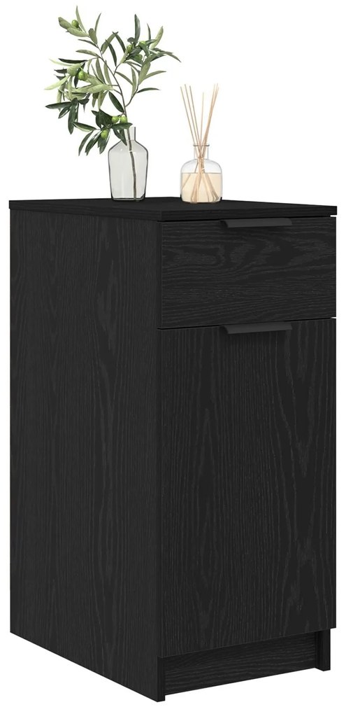 Armário de Mesa vidaXL em Carvalho Preto - 33x50x75 cm - Feito de Made