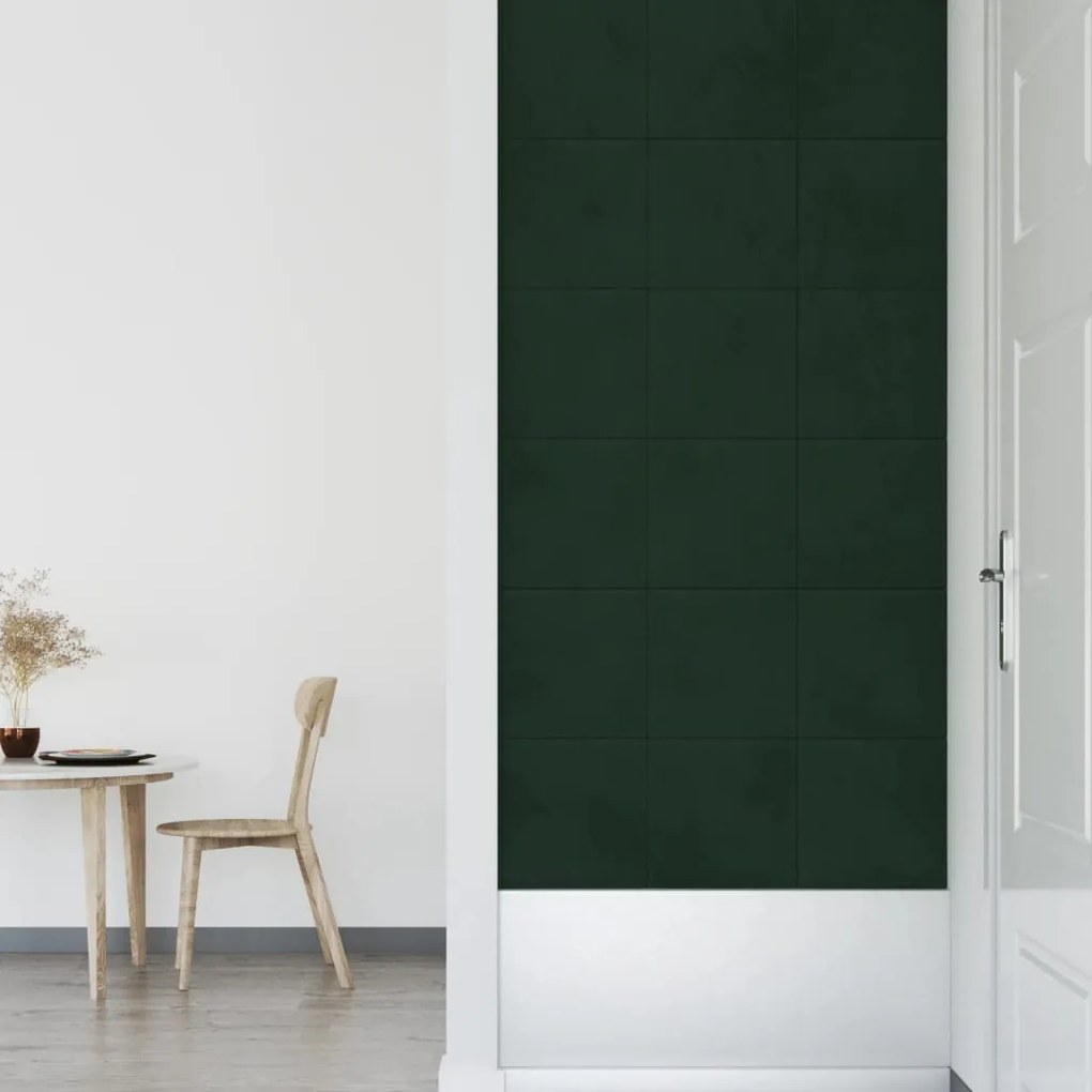 Painel de parede 12 pcs 30x30 cm veludo 1,08 m² verde-escuro