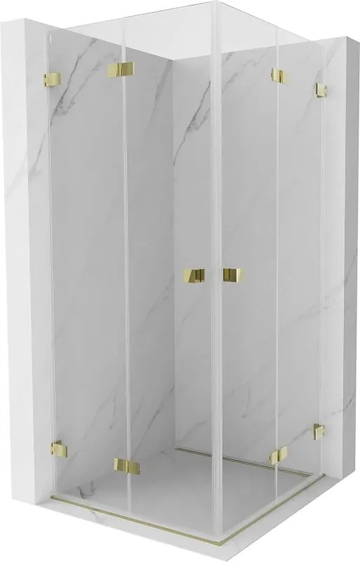 Mexen Lunar-F Duche duo dobrável 75 x 75 cm, transparente, dourado - 836-075L-075P-50-00