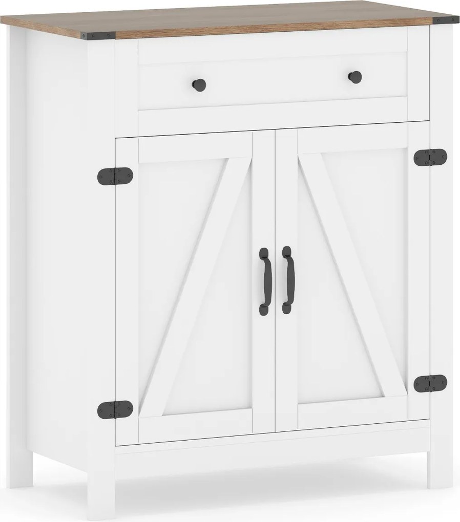 Aparador Armário Despensa de Cozinha 80 x 40 x 92 cm com Portas Gaveta e Prateleira Ajustável Branco
