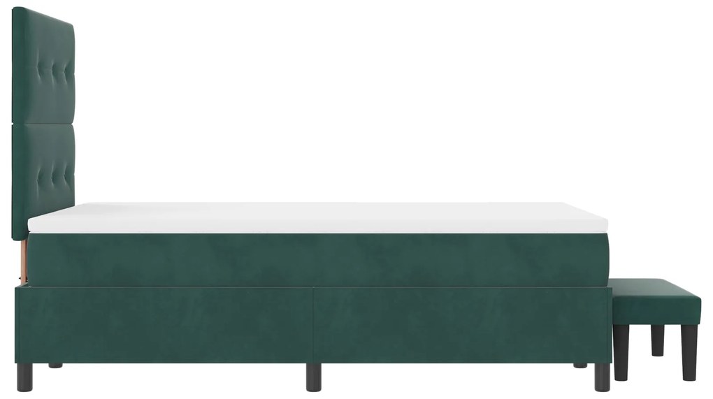 Cama Box Spring com Colchão &amp; Banco Verde Escuro 120x200 cm Veludo