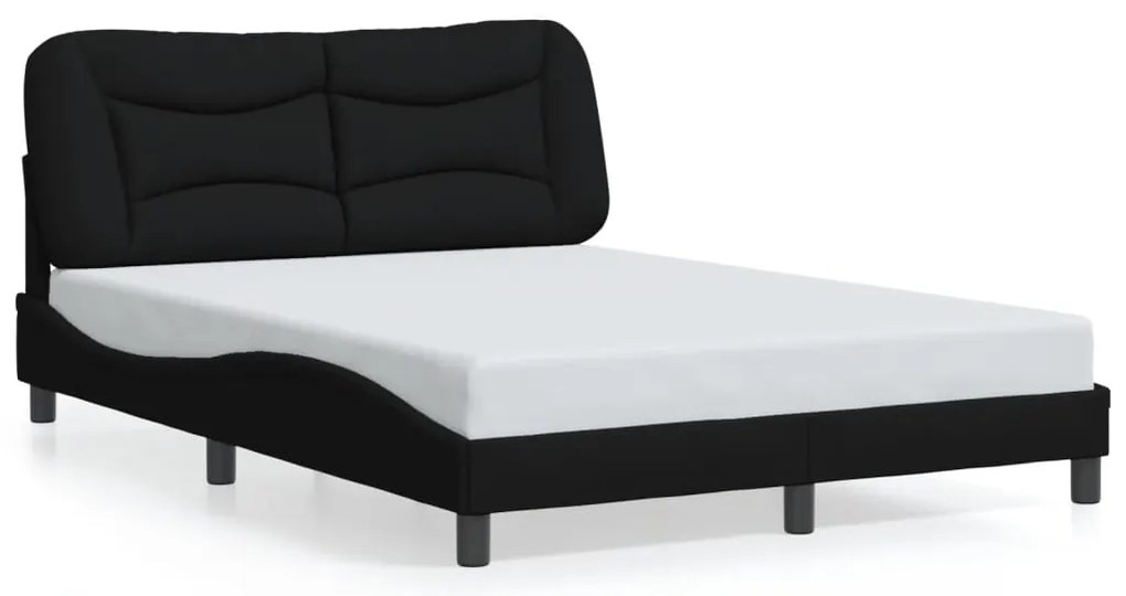 Estrutura de cama sem colchão 140x200 cm tecido preto