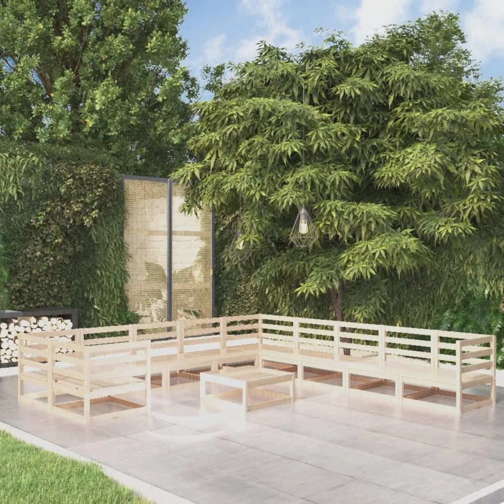 vidaXL 11 pcs conjunto lounge de jardim pinho maciço