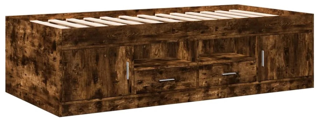 Sofá-cama com gavetas sem colchão 90x190 cm carvalho fumado