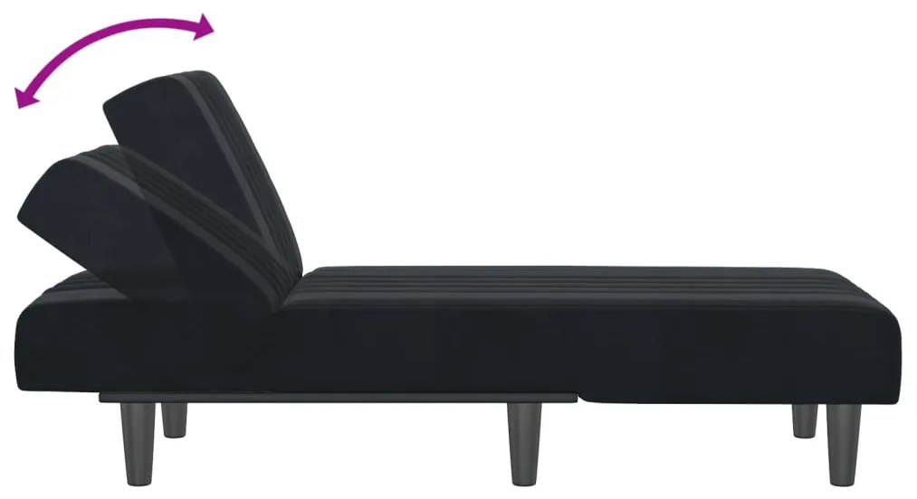 Chaise longue veludo preto