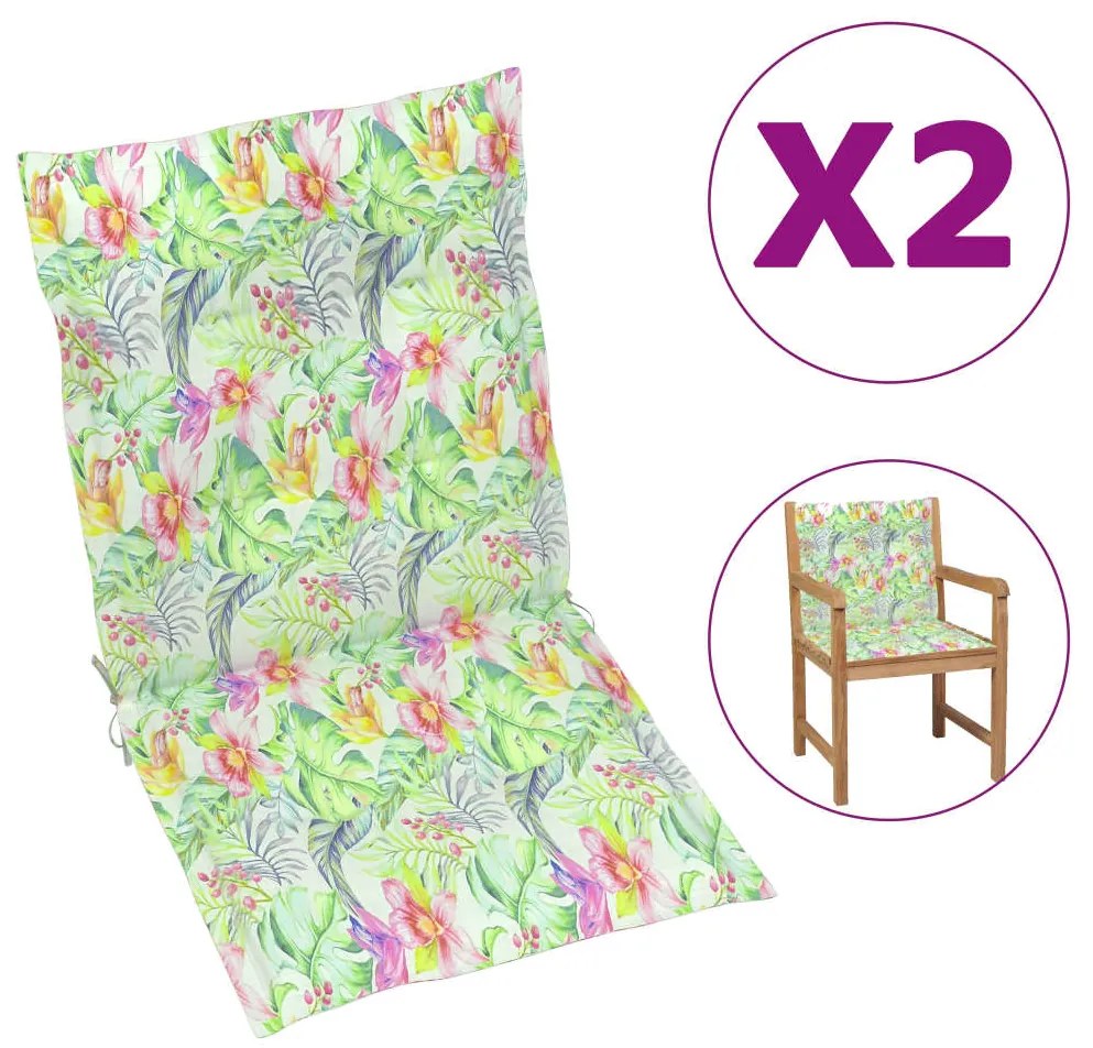 vidaXL Almofadões lombares p/ cadeiras de jardim 2pcs oxford folhas