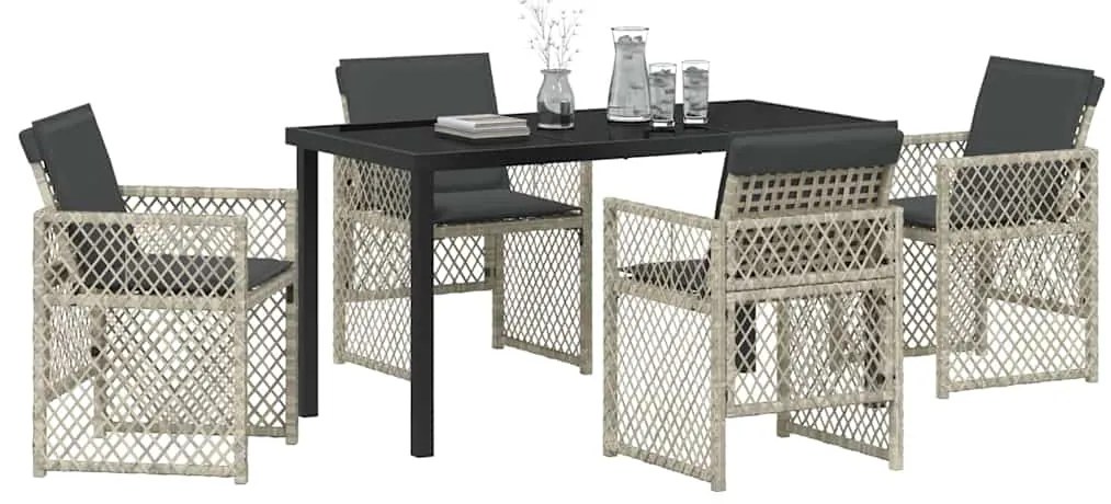 Conjunto de Jantar para Jardim vidaXL 5 Peças com Almofadas Cinza-Clar