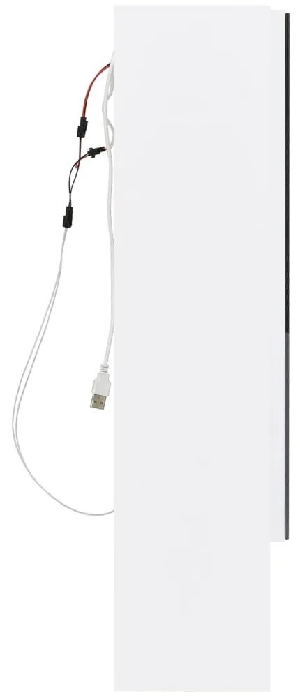 Armário espelhado casa de banho com LED 80x15x60 cm MDF branco