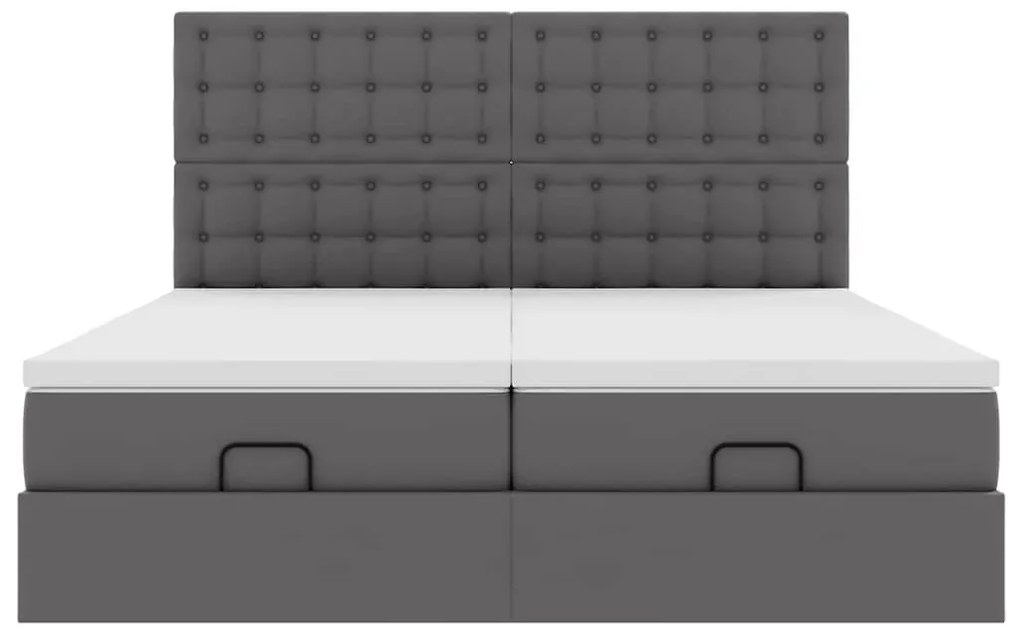 Cama otomana com colchões &amp; LEDs 180x200 cm couro artificial