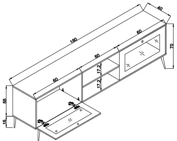 Móvel TV Stand Wire 180 – Carvalho – 180x55x41 cm