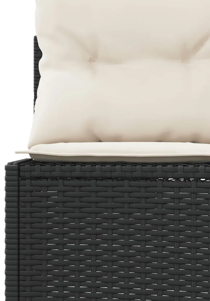 Sofá de jardim com almofadões redondo vime PE preto