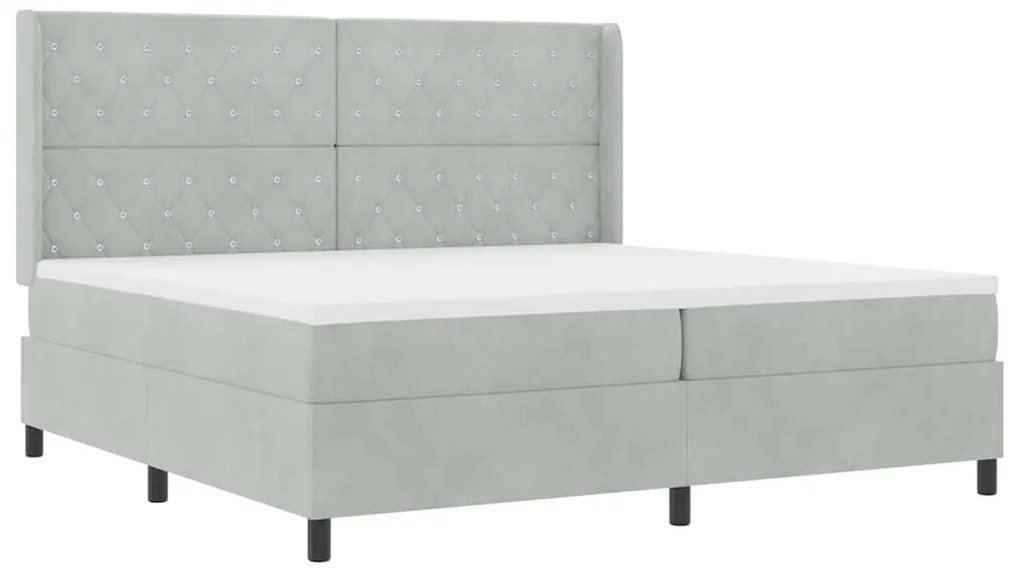 Cama Box com Colchão vidaXL Cinza Claro 200x200 cm Veludo