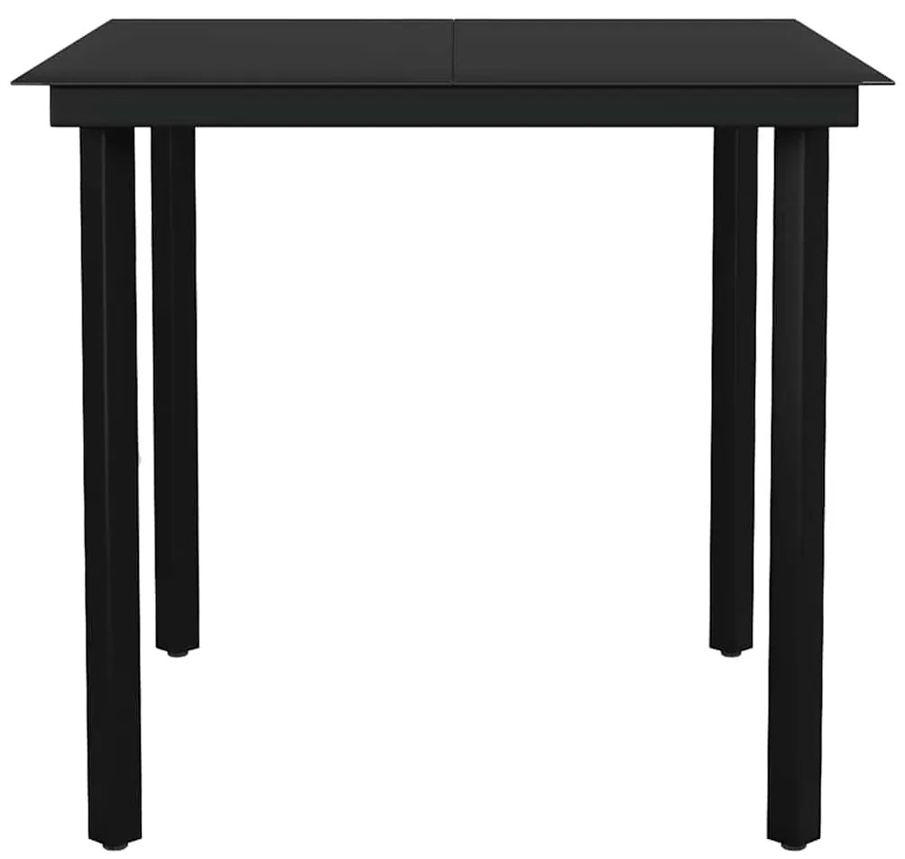 Conjunto de jantar jardim 5 peças almofadas vidro vime PE preto