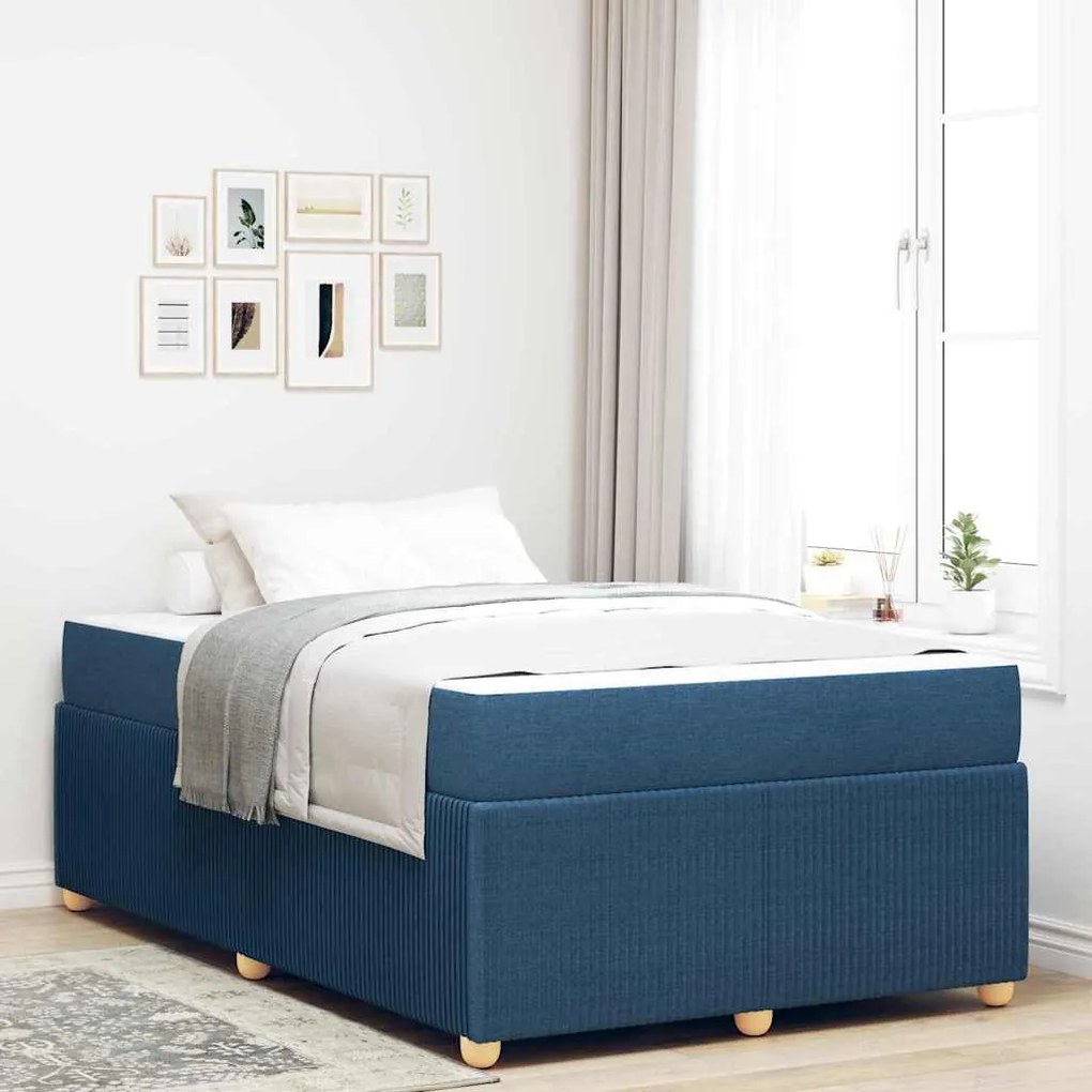 vidaXL Estrutura de cama com colchão Azul 120 x 200 cm tecido