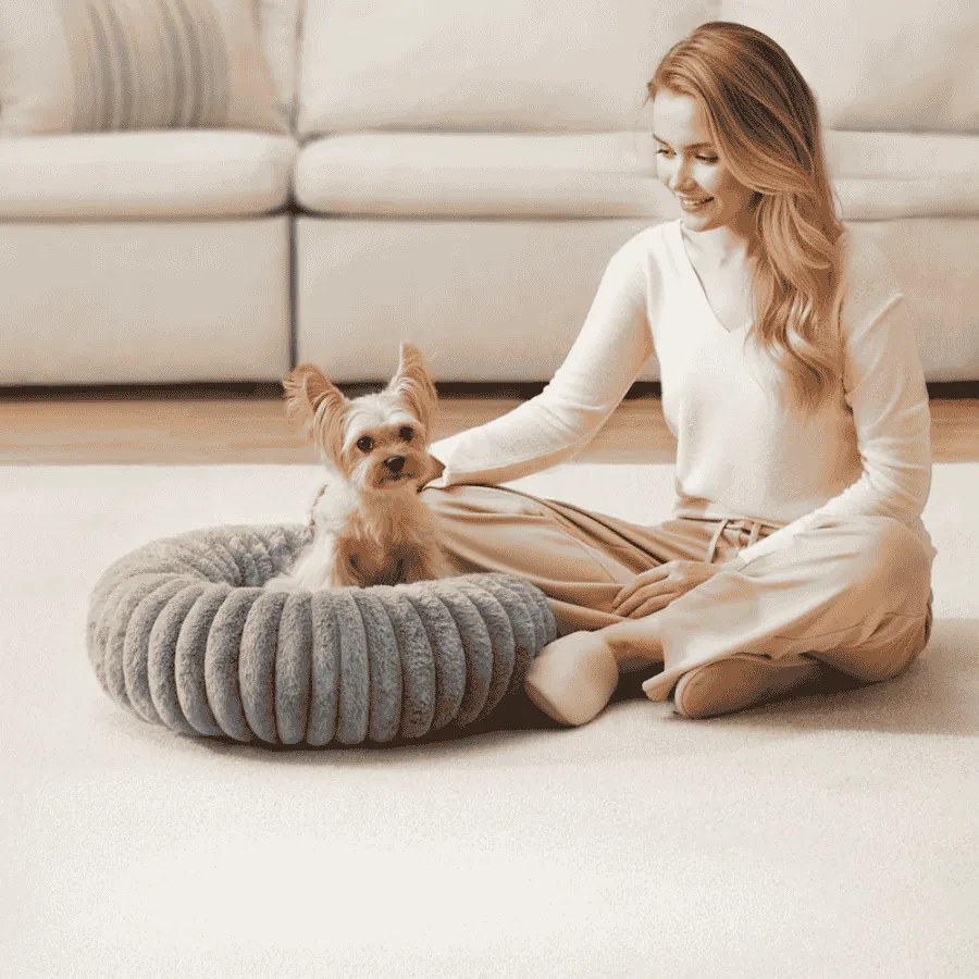 Cama para cães com 50 cm de diâmetro, lavável, cinzento