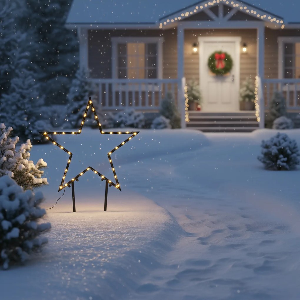 Holofote de Natal Estrela de Natal Preto 60cm incl. LED IP44 - Kas