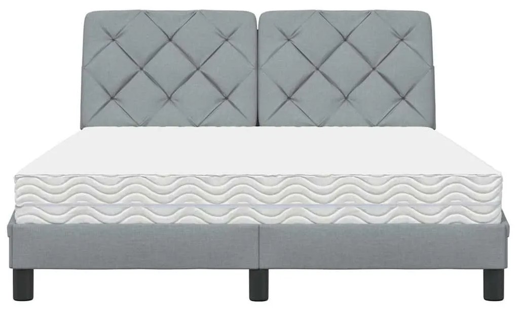 Cama com colchão 140x190 cm tecido cinzento-claro