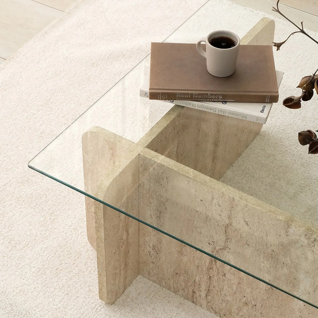 Mesa de Centro Escape – Travertino – 105 cm x 30 cm x 65 cm