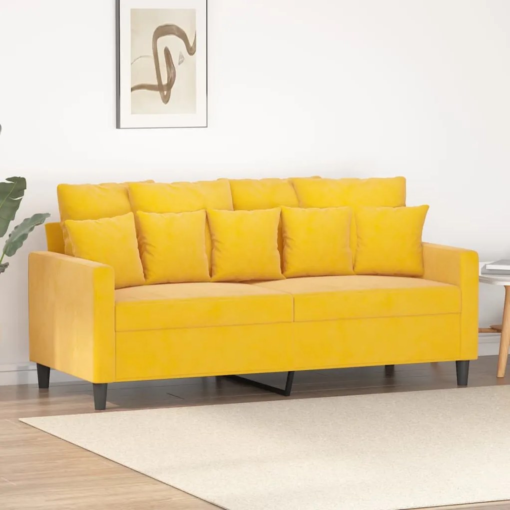 vidaXL Sofá de 2 lugares veludo 140 cm amarelo