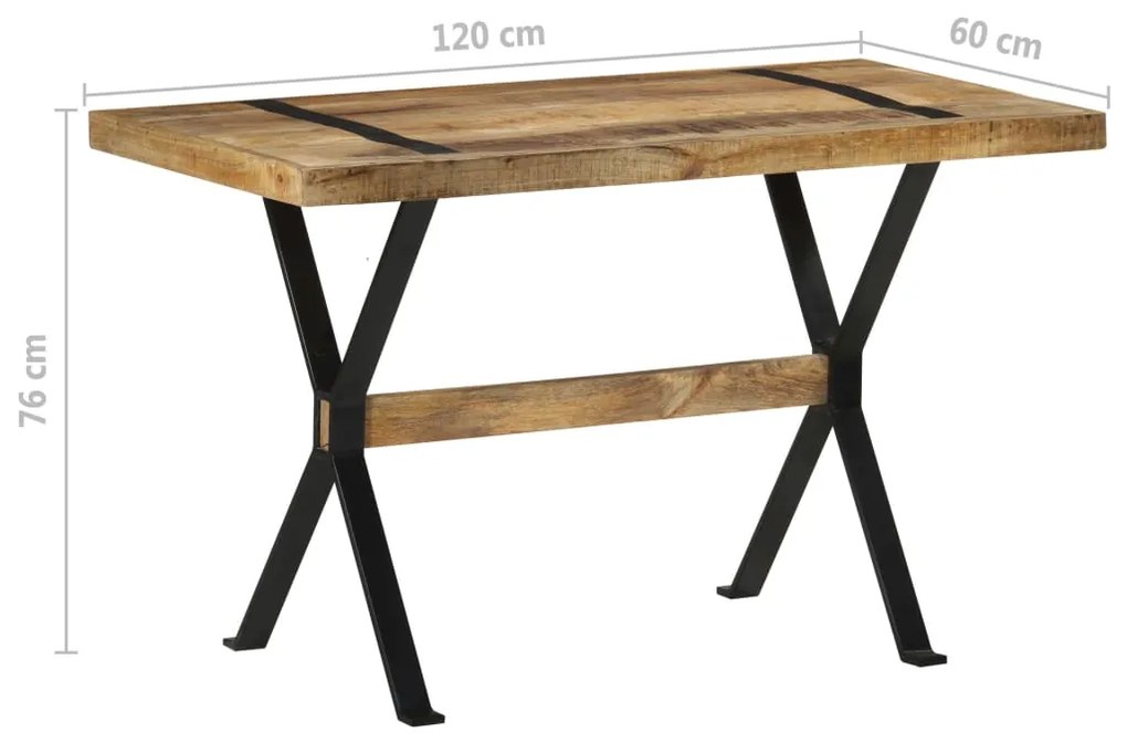 Mesa de jantar 120x60x76 cm madeira de mangueira áspera