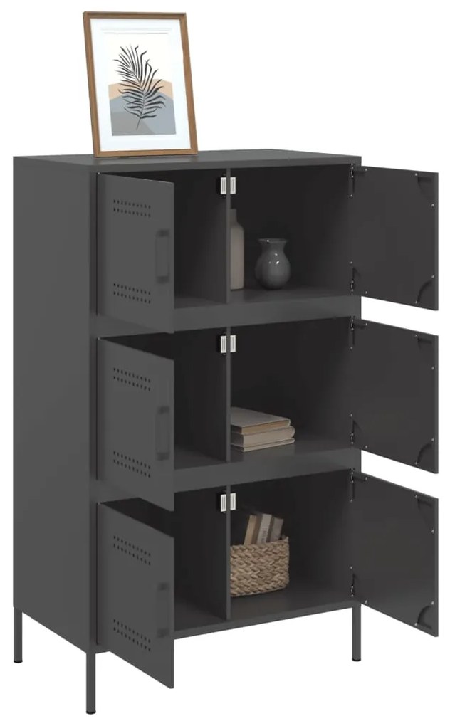 Aparador alto 68x39x113 cm aço preto