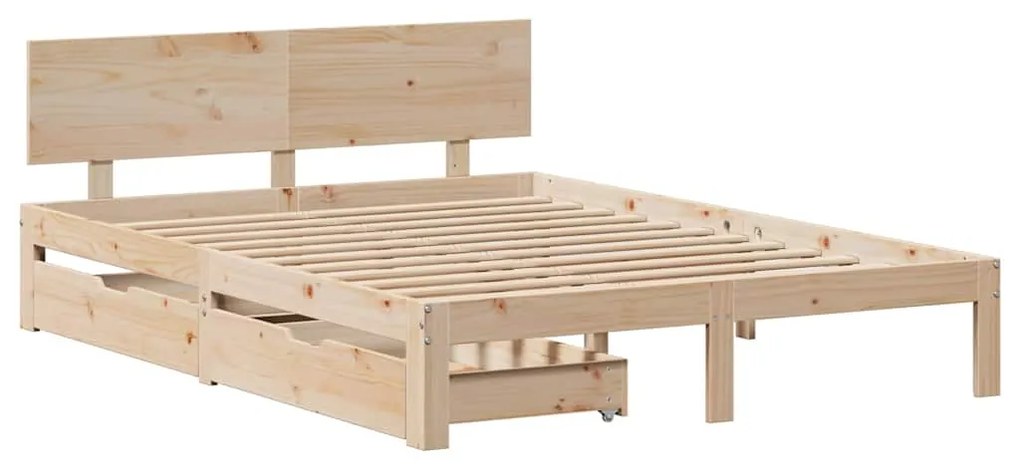 Estrutura de cama c/ gavetas 160x200 cm madeira de pinho maciça