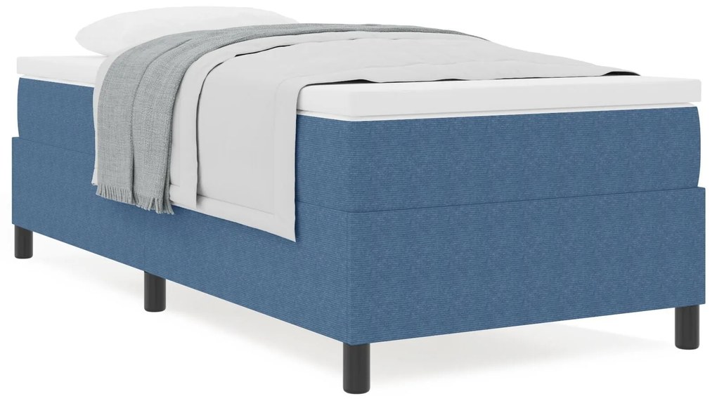 Cama Box com Colchão Azul 80x200 cm Tecido Corduroy