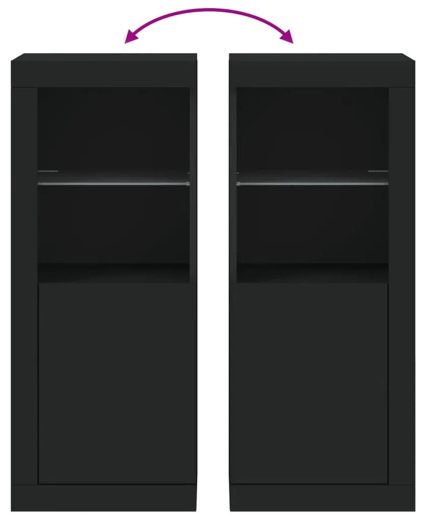 Aparador com luzes LED 41x37x100 cm preto
