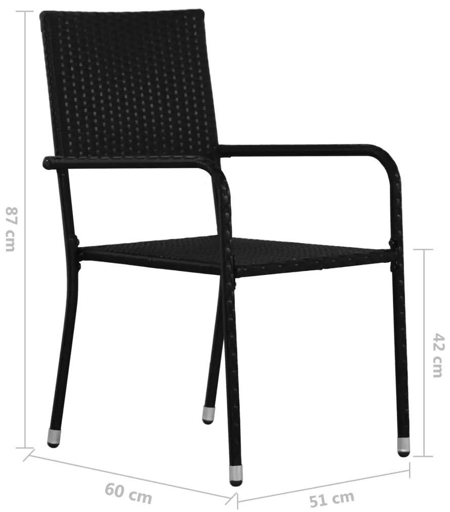 9 pcs conjunto de jantar para jardim vime PE preto