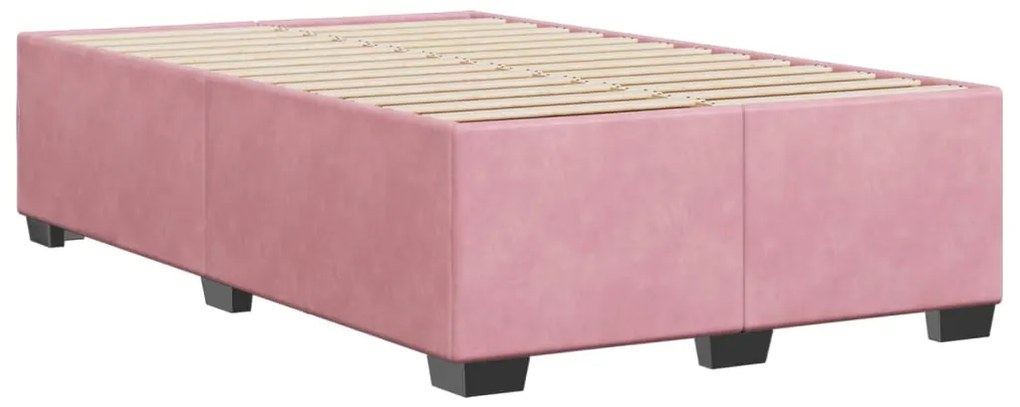 Estrutura de cama com colchão 120x190 cm veludo rosa