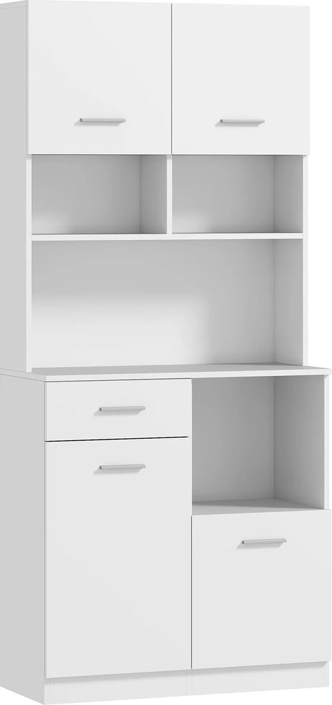 HOMCOM Armário de cozinha, buffet com gaveta, portas com fechamento suave, 80 x 35 x 180 cm, Branco | Aosom Portugal