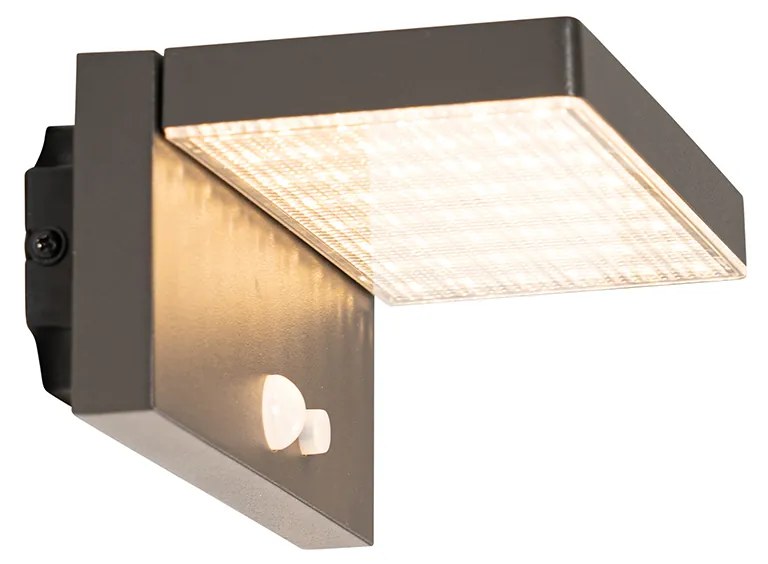 Candeeiro de parede exterior cinzento escuro com LED e luz regulável a energia solar - Sunnie Moderno