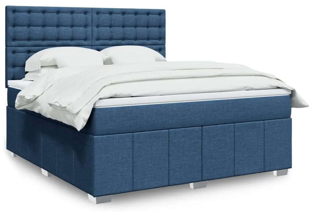 Cama com molas/colchão 180x200 cm tecido azul