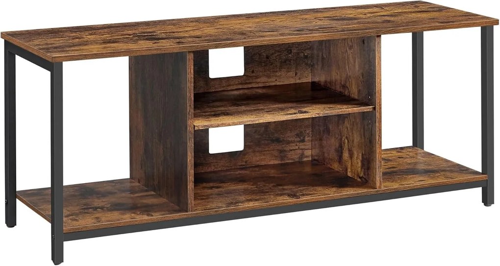 Aparador de televisão com prateleiras abertas para sala de estar | VASAGLE | 120 x 40 x 50 cm | castanho rústico|preto | LTV060B01V1.