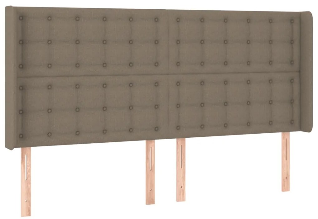Cabeceira cama c/ LED tecido 203x16x118/128cm cinza-acastanhado