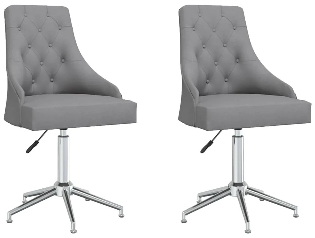 vidaXL Cadeiras de jantar giratórias 2 pcs tecido cinzento-claro