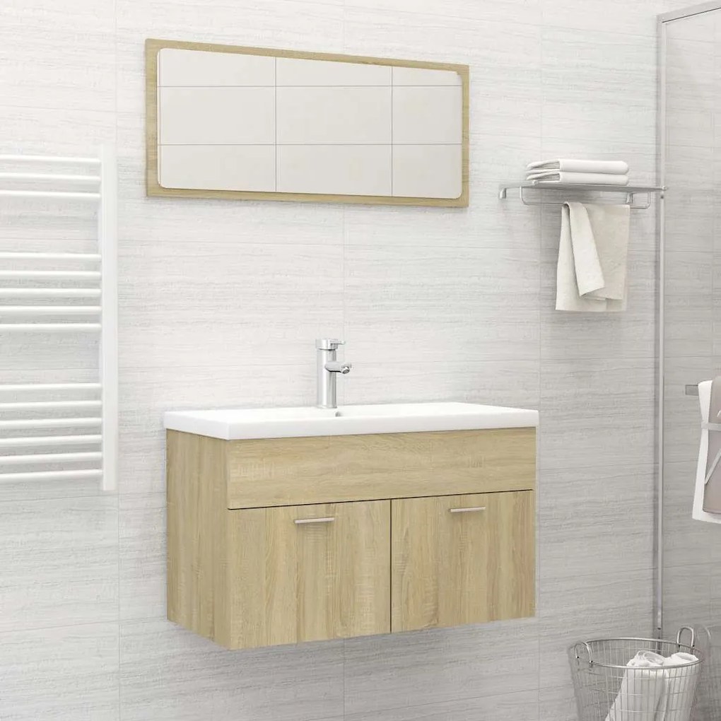 vidaXL 2 pcs conj. móveis casa de banho derivados madeira cor carvalho