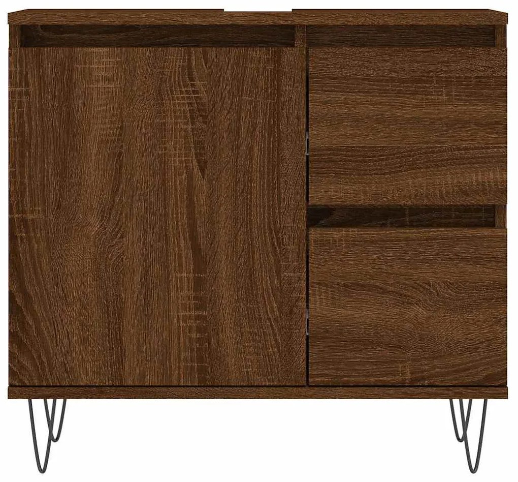 Armário casa de banho 65x33x60 cm madeira carvalho castanho