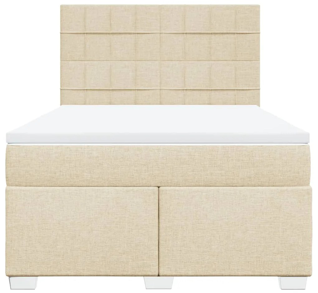 Cama com molas/colchão 140x190 cm tecido cor creme