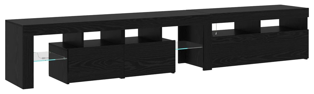 Aparadores de TV vidaXL 2 pcs com Luzes LED Carvalho Preto Madeira Eng